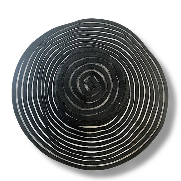 Black Sheer FAUX STRAW SUN HAT SZ ONE SIZE - Picture 3 of 9